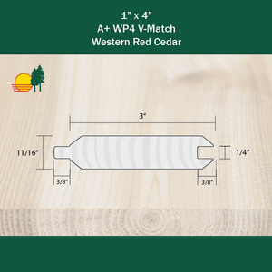1 x 4 WP4 V-Match A+ Cedar